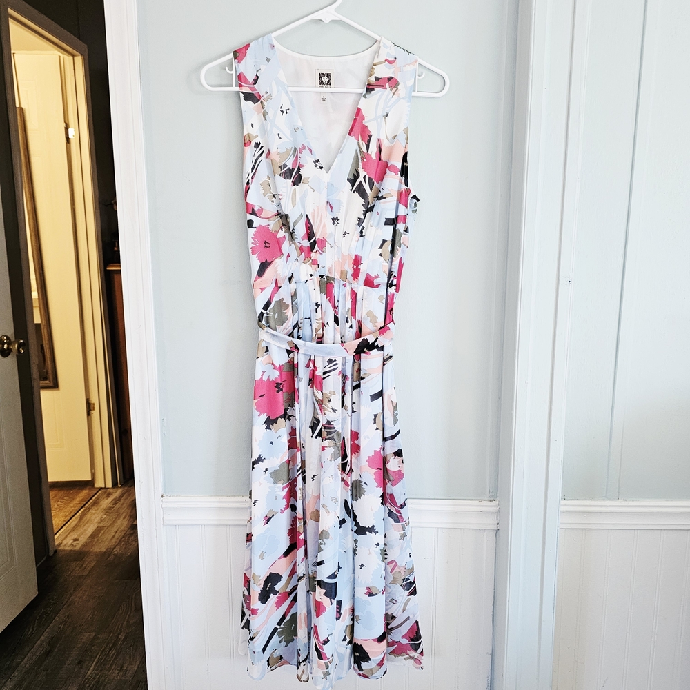 Anne Klein Bright Water Combo Floral Dress - Picture 2 of 6